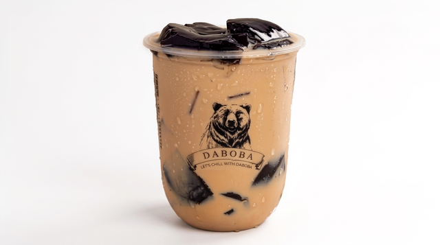 Grass Jelly Milk Tea.