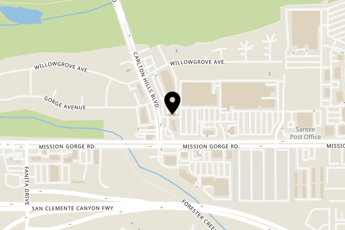 Map showing the location of DABOBA Santee on 8917 Carlton Hills Blvd in Santee